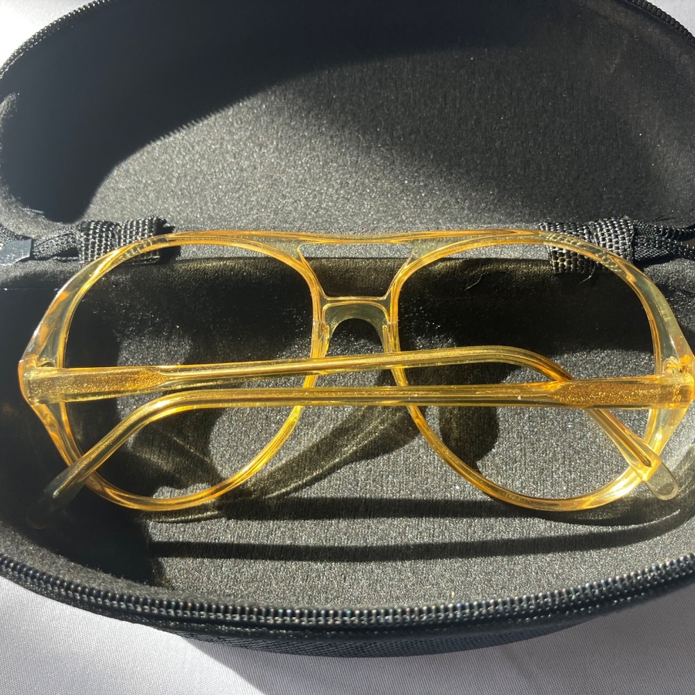 USA Made golden aviator frames never worn ‘80s oversize teardrop frames.